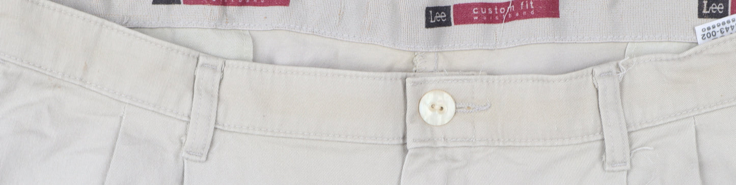 Lee Men’s Beige Chino Trousers 42x32 Regular Fit Cotton Stretch