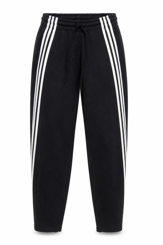 Front view of Adidas Women’s Black Jogger Trousers S with White Stripes