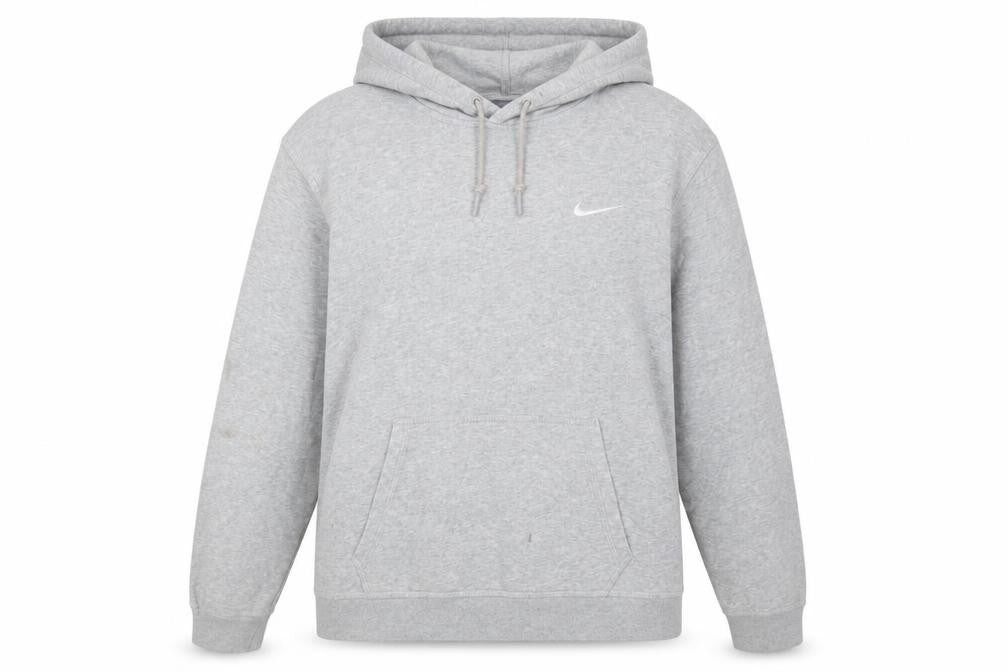 Front view of Nike Women’s Grey Pullover Hoodie L Cotton Blend Casual