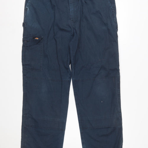 Dickies Men's Blue Cargo Trousers Size 38R Cotton Workwear