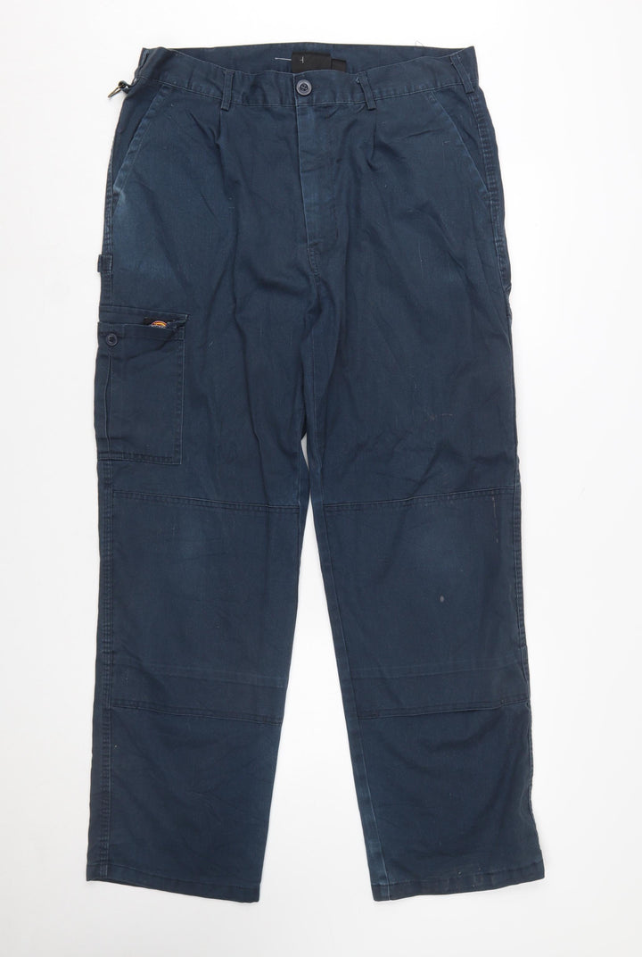 Dickies Men's Blue Cargo Trousers Size 38R Cotton Workwear