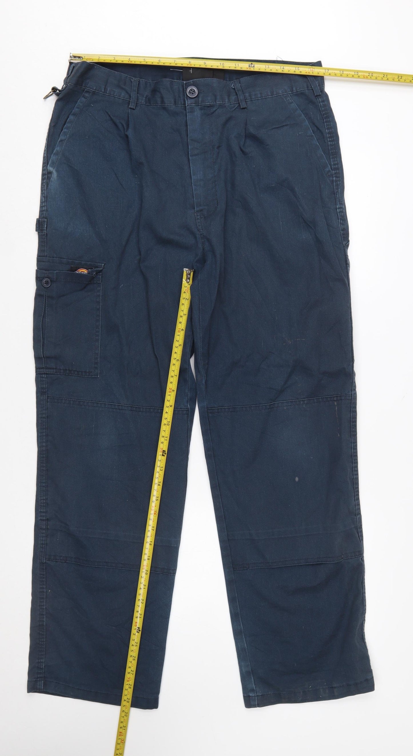 Dickies Men's Blue Cargo Trousers Size 38R Cotton Workwear