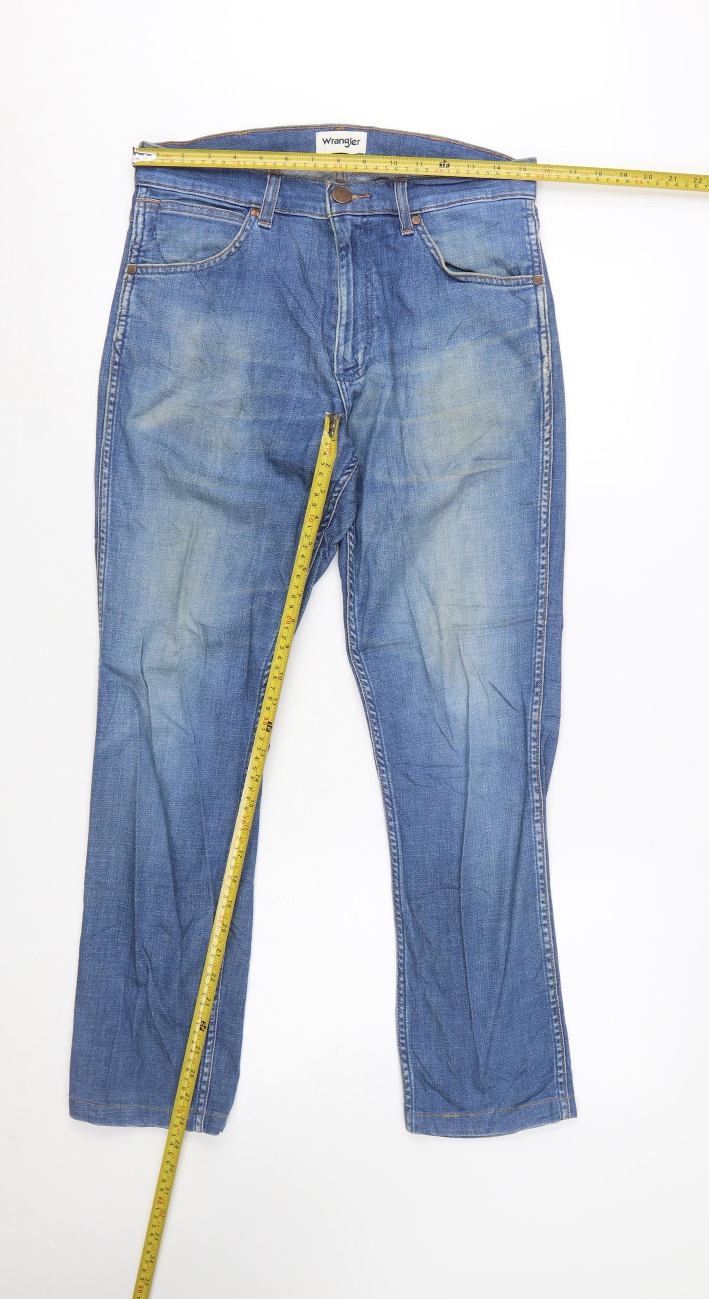 Wrangler Women Blue Size 12 Straight Mid Rise Denim Jeans
