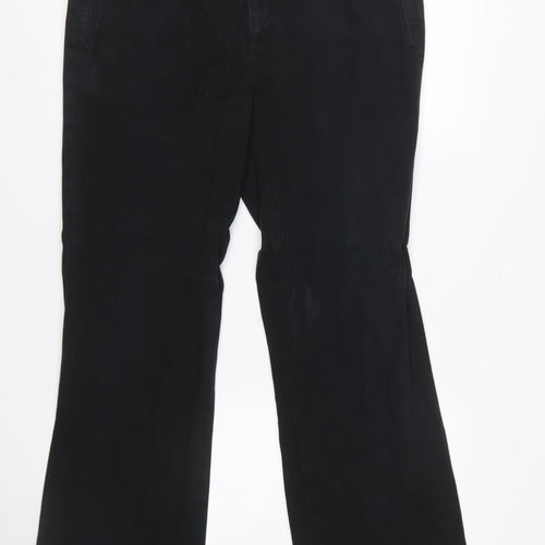 Eddie Bauer Women Black Cotton Blend Mercer Fit Trousers Size 14