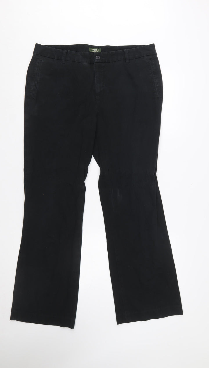 Eddie Bauer Women Black Cotton Blend Mercer Fit Trousers Size 14