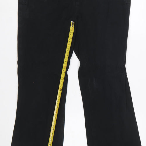 Eddie Bauer Women Black Cotton Blend Mercer Fit Trousers Size 14