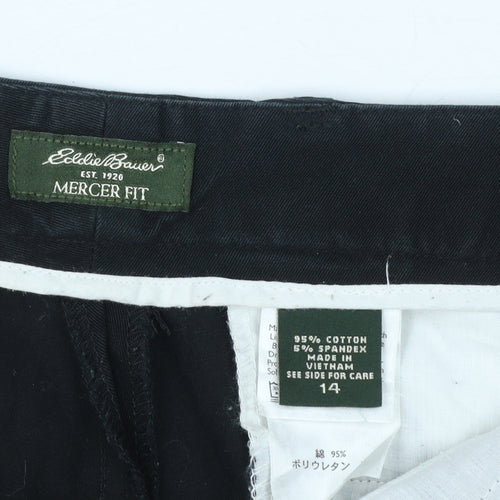Eddie Bauer Women Black Cotton Blend Mercer Fit Trousers Size 14