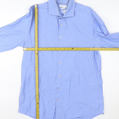 Calvin Klein Men Blue Classic Button-Up Shirt Slim Fit Size 16