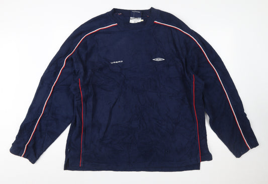Umbro Men Blue 2XL Fleece Pullover Sweatshirt Sportswear