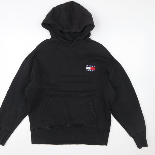 Tommy Jeans Men's Black Pullover Hoodie XS Cotton Logo Sweatshirt