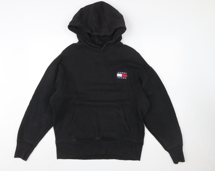 Tommy Jeans Men's Black Pullover Hoodie XS Cotton Logo Sweatshirt