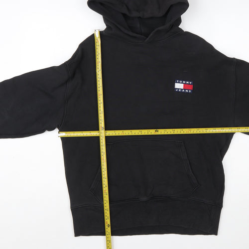 Tommy Jeans Men's Black Pullover Hoodie XS Cotton Logo Sweatshirt