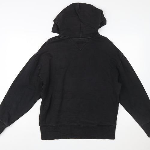 Tommy Jeans Men's Black Pullover Hoodie XS Cotton Logo Sweatshirt