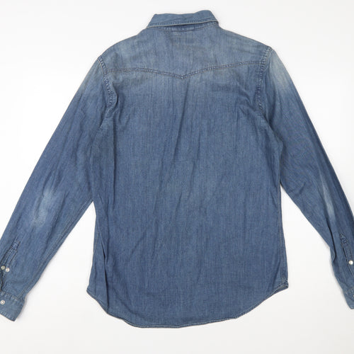 Express Men's Blue Denim Long Sleeve Button-Up Western Shirt Size M