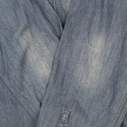 Express Men's Blue Denim Long Sleeve Button-Up Western Shirt Size M