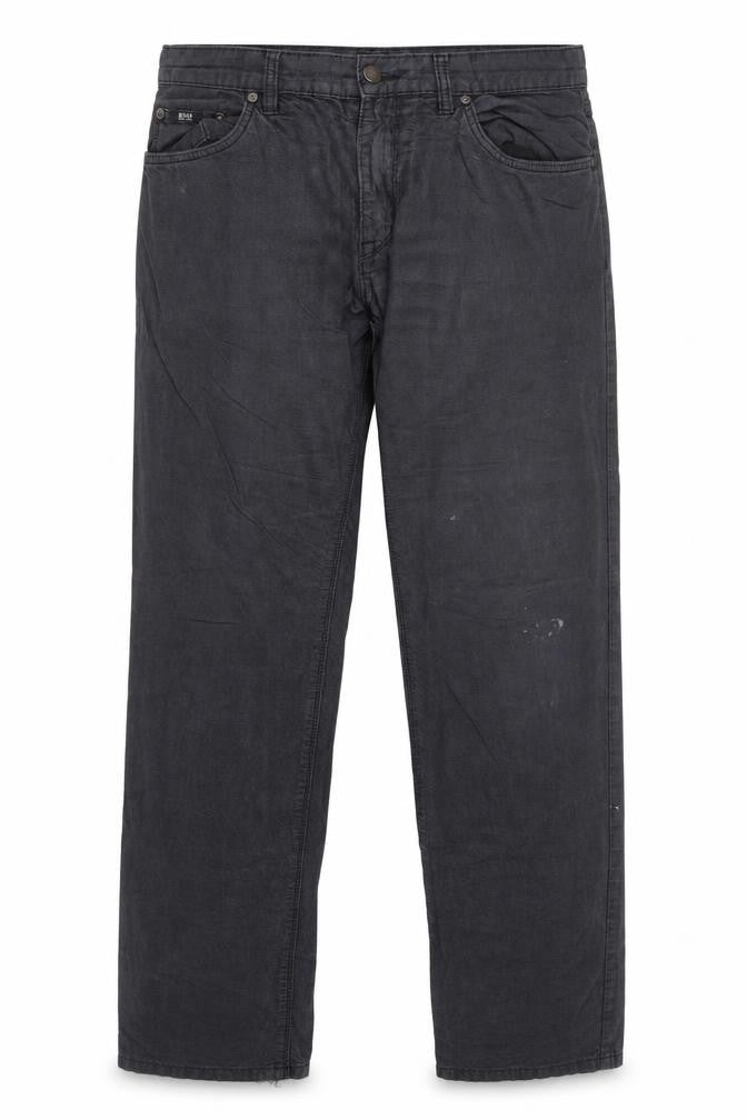 Front view of Hugo Boss Men's Black Chino Trousers, size 34, Regular Fit