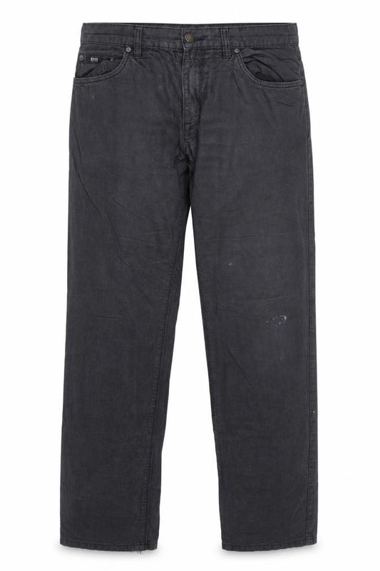 Front view of Hugo Boss Men's Black Chino Trousers, size 34, Regular Fit