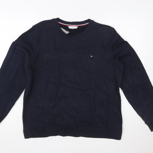 Tommy Hilfiger Womens Navy Blue XL Pullover Sweatshirt Cotton Blend