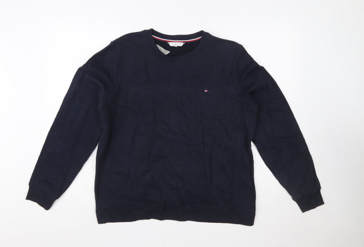 Tommy Hilfiger Womens Navy Blue XL Pullover Sweatshirt Cotton Blend