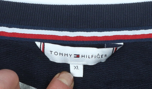 Tommy Hilfiger Womens Navy Blue XL Pullover Sweatshirt Cotton Blend