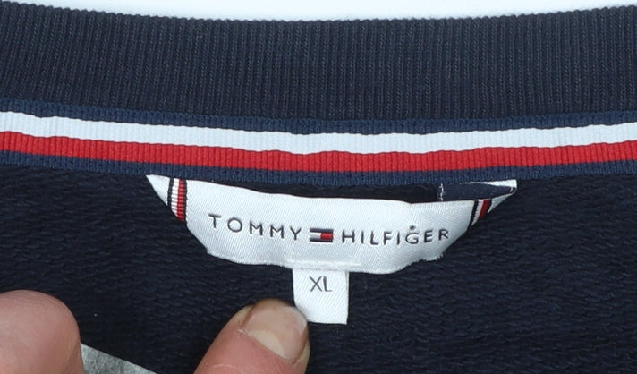 Tommy Hilfiger Womens Navy Blue XL Pullover Sweatshirt Cotton Blend