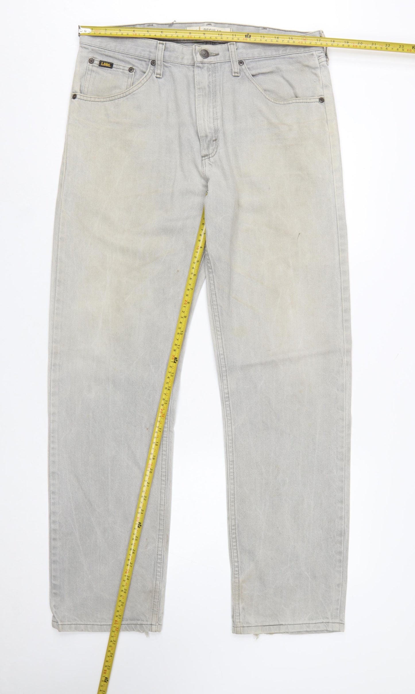 Lee Men's Grey Regular Fit Straight Jeans 34x32 Denim