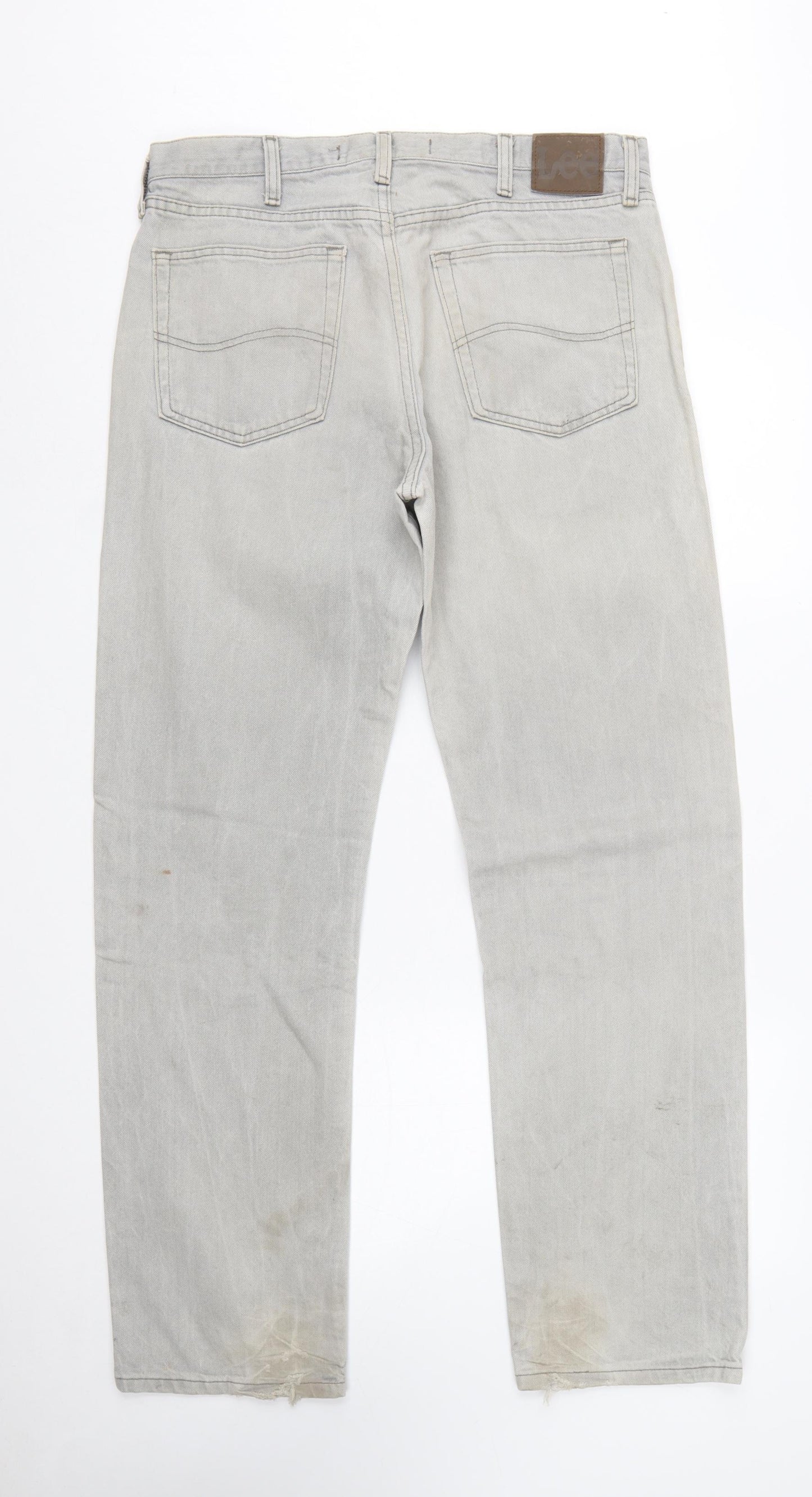 Lee Men's Grey Regular Fit Straight Jeans 34x32 Denim
