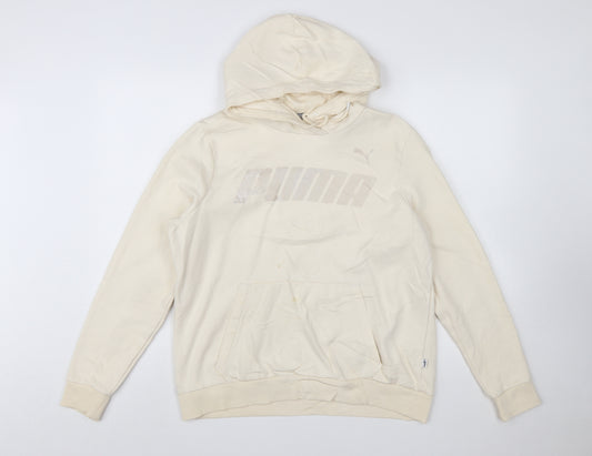 Puma Women's Beige Pullover Hoodie Cotton Blend Size L