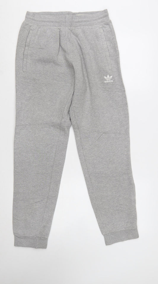 Adidas Men's Grey Jogger Sweatpants S Regular Fit Cotton Blend