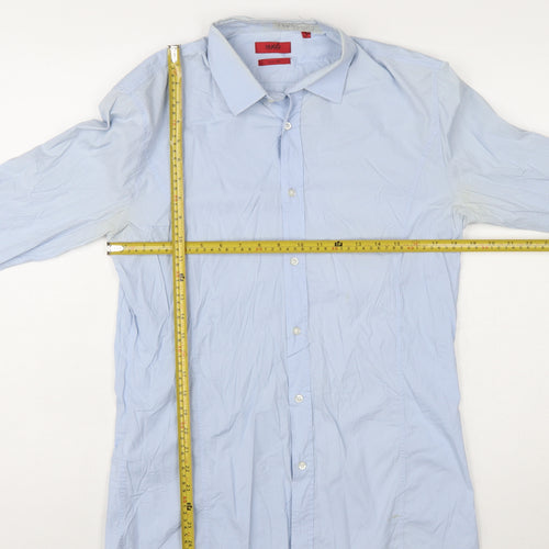 Hugo Boss Men's Blue Slim Fit Long Sleeve Cotton Shirt M