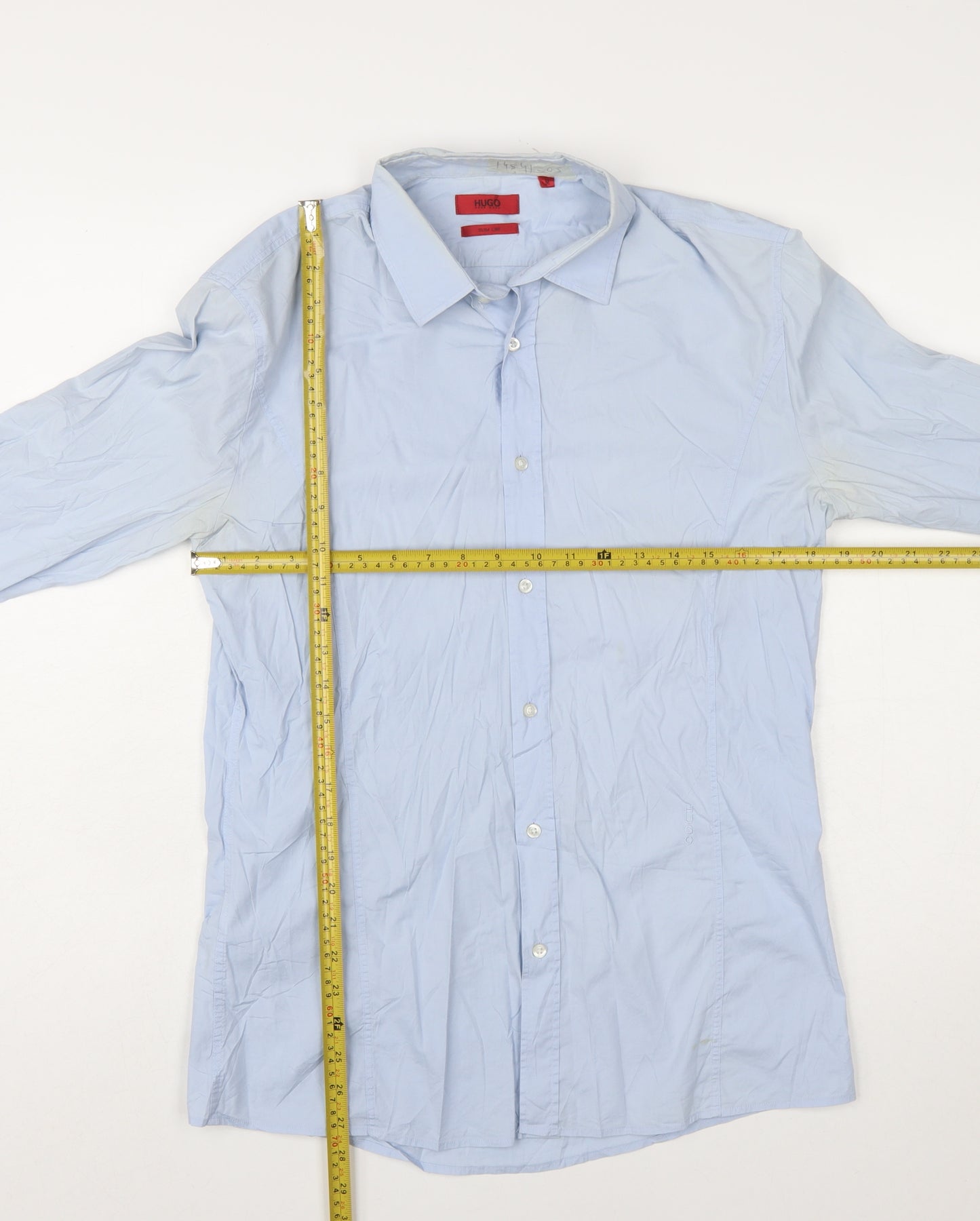 Hugo Boss Men's Blue Slim Fit Long Sleeve Cotton Shirt M