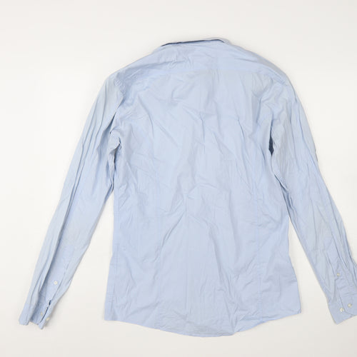Hugo Boss Men's Blue Slim Fit Long Sleeve Cotton Shirt M