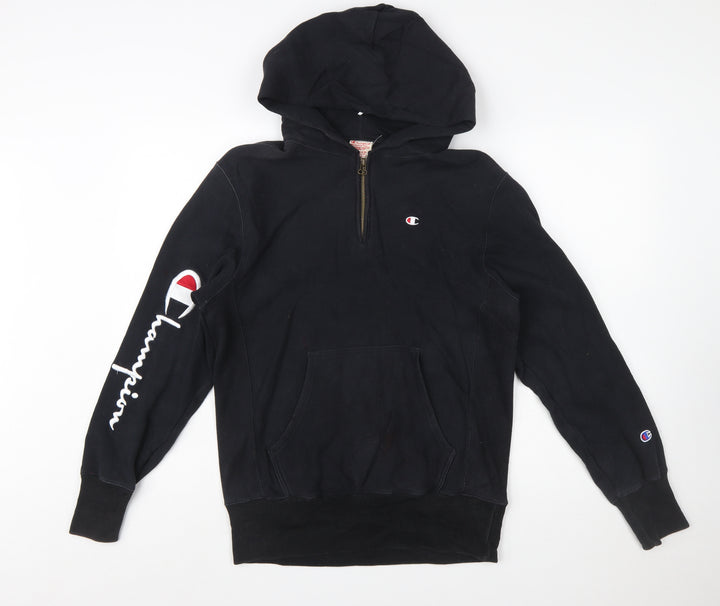 Champion Men Black Reverse Weave 1/2 Zip Hoodie Medium Sportswear
