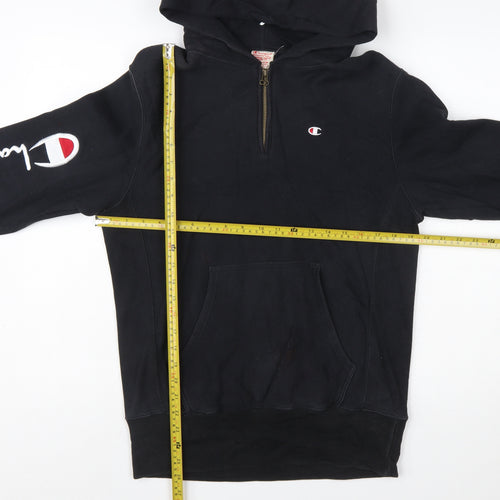 Champion Men Black Reverse Weave 1/2 Zip Hoodie Medium Sportswear