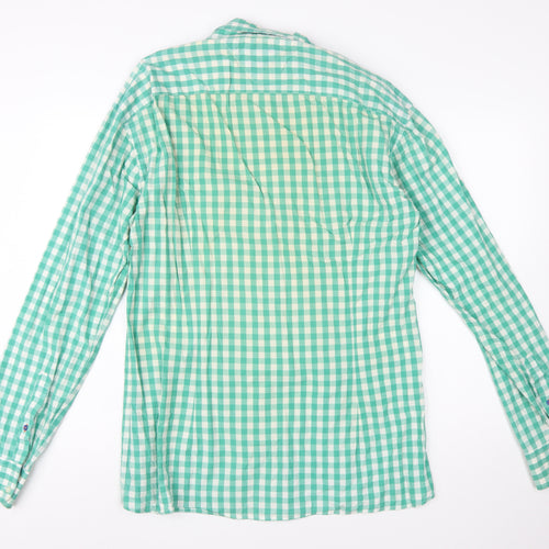 Tommy Hilfiger Men's Green Check 2XL Button-Down Cotton Shirt