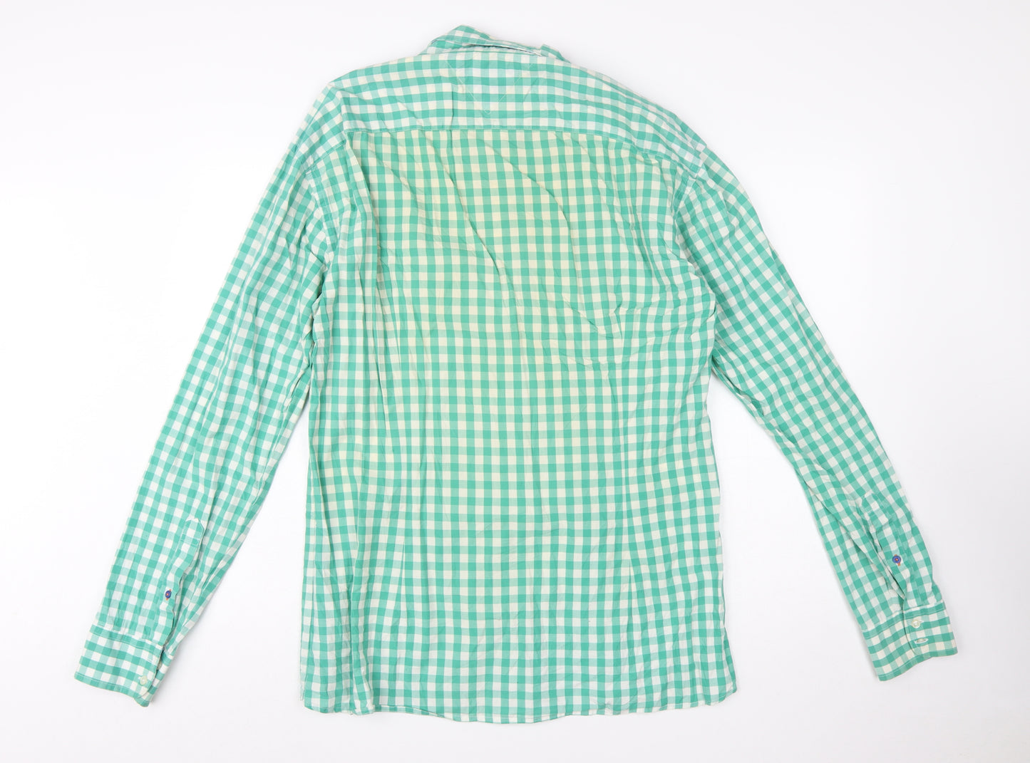 Tommy Hilfiger Men's Green Check 2XL Button-Down Cotton Shirt