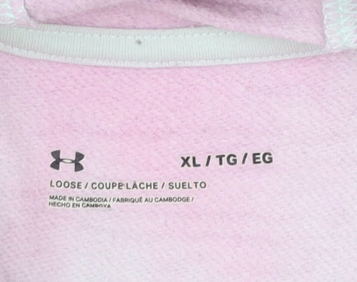 Under Armour Womens Mint Pink Hoodie XL Loose Fit Pullover Cotton Blend