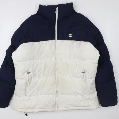 Nike Men's Blue White XL Puffer Jacket Insulated Winter Coat