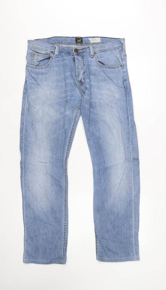 Lee Men's Blue Straight Fit Denim Jeans W34 L34 Powell