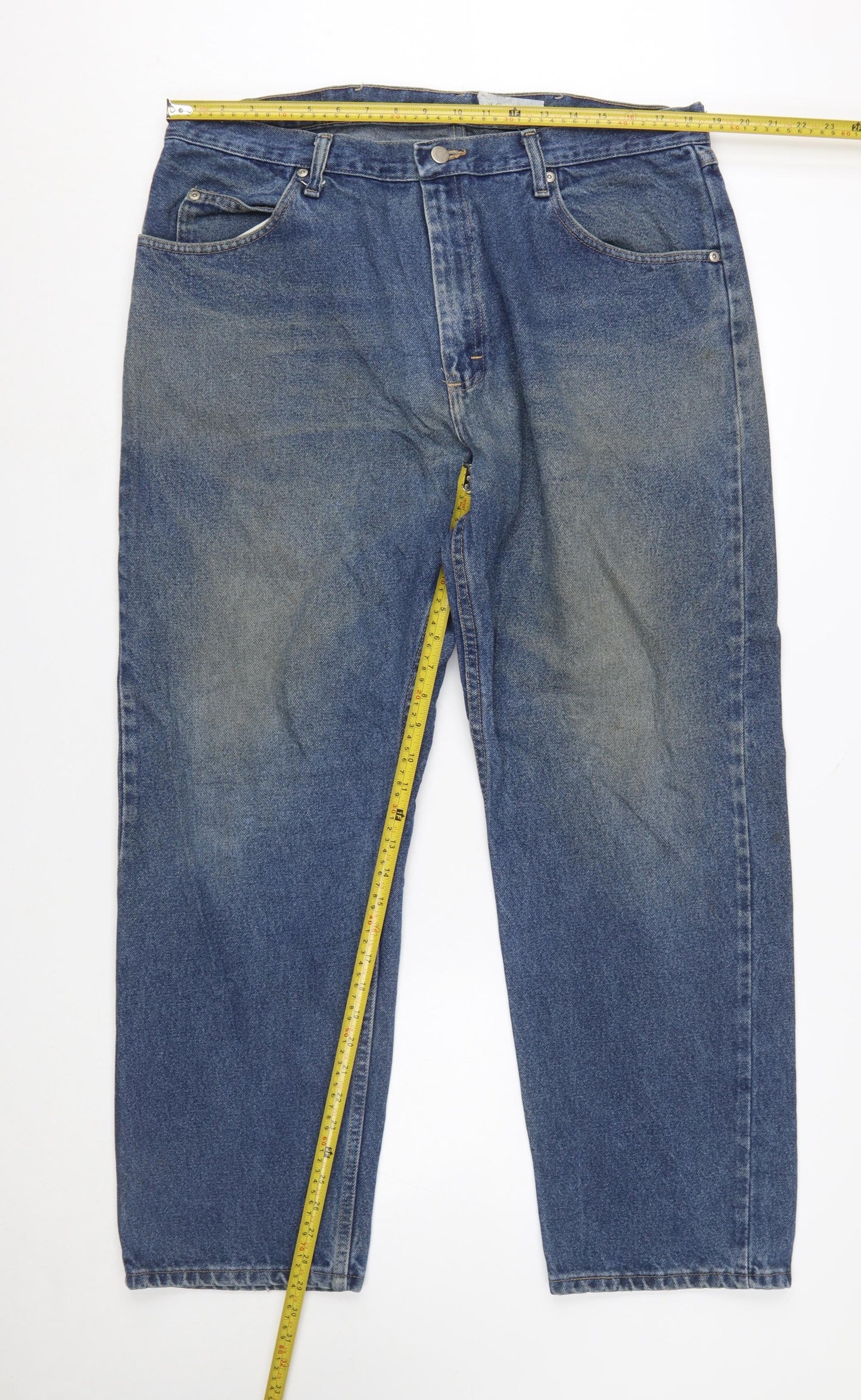 Wrangler Men's Blue 38x30 Straight Denim Jeans Classic Fit