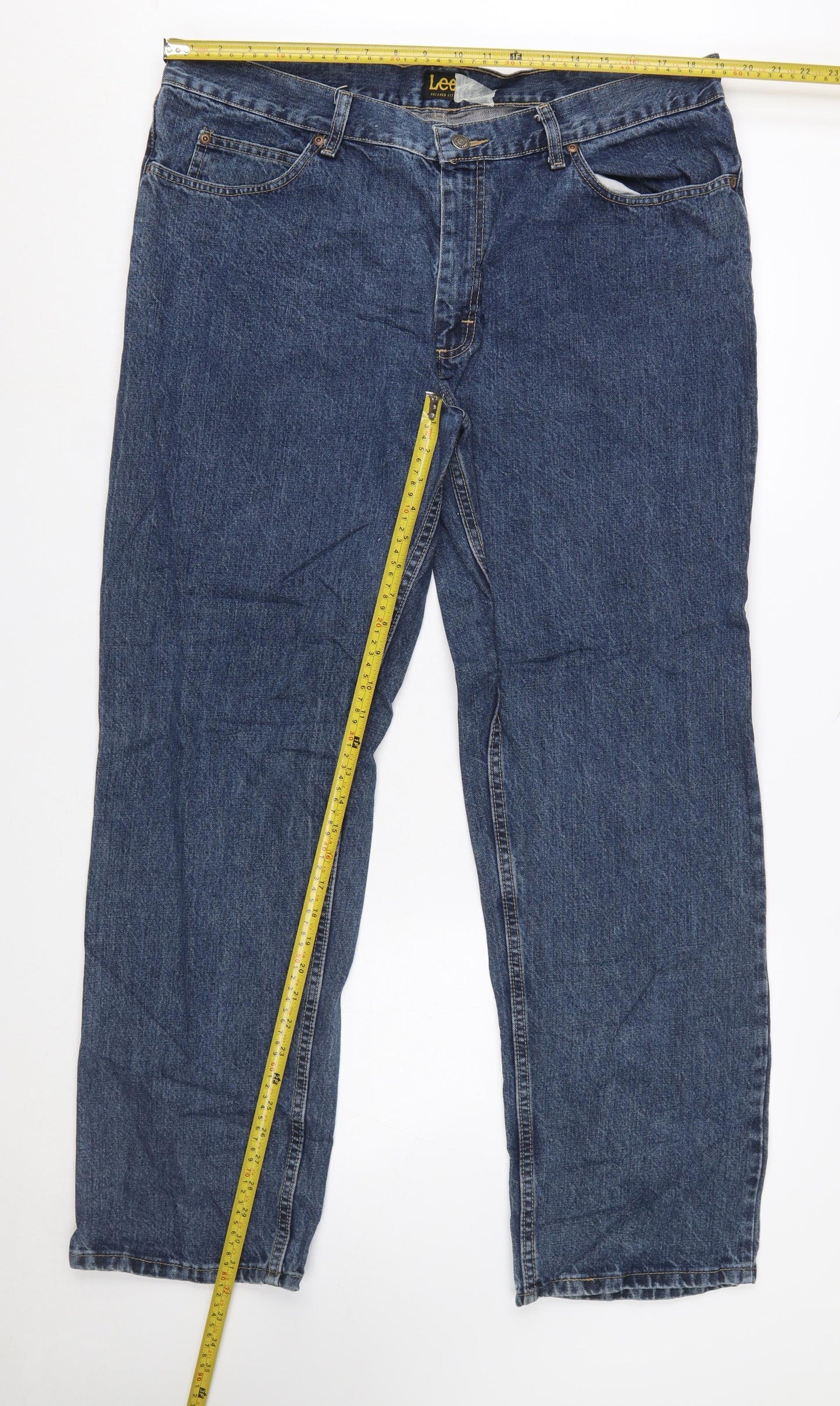 Lee Men's Blue Straight Leg Regular Fit Denim Jeans 40W 32L