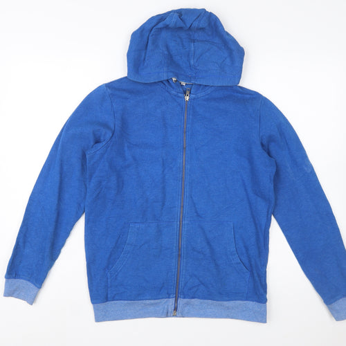 Marks and Spencer Boys Blue Full Zip Hoodie 13-14 Years Cotton Blend