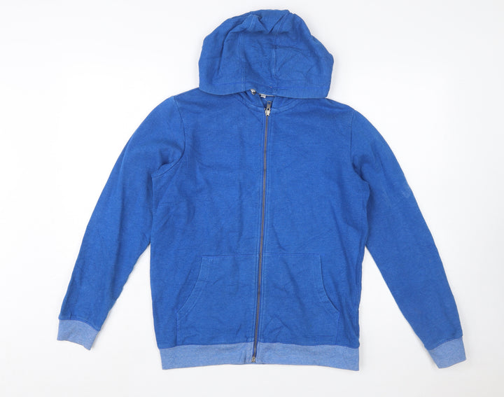 Marks and Spencer Boys Blue Full Zip Hoodie 13-14 Years Cotton Blend