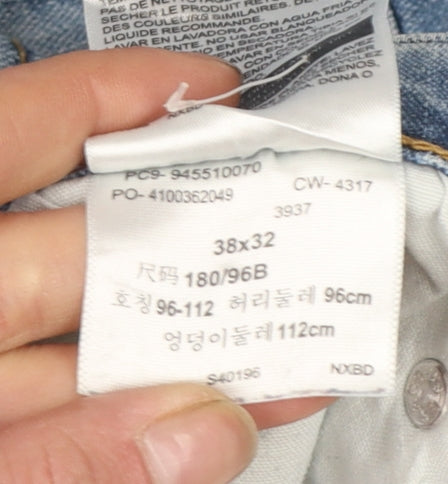 Levi Strauss Signature Men Light Blue Athletic Fit Jeans 38x32
