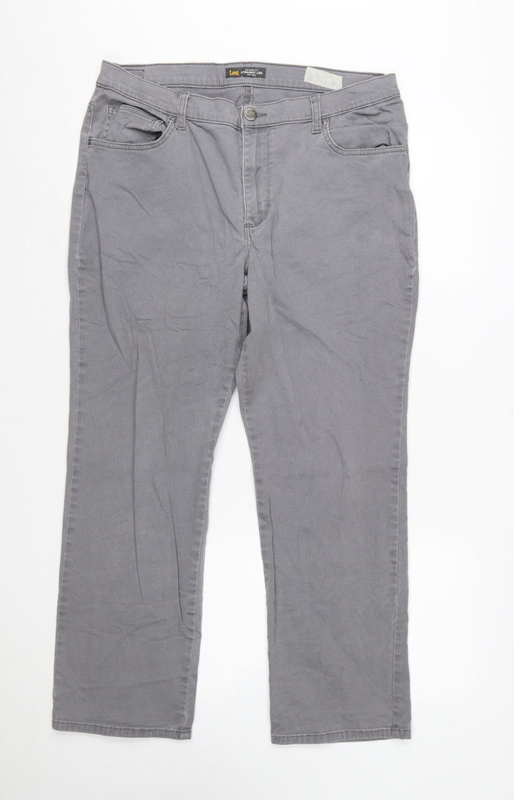Lee Women's Grey Straight Leg Mid Rise Relaxed Fit Jeans Size 16