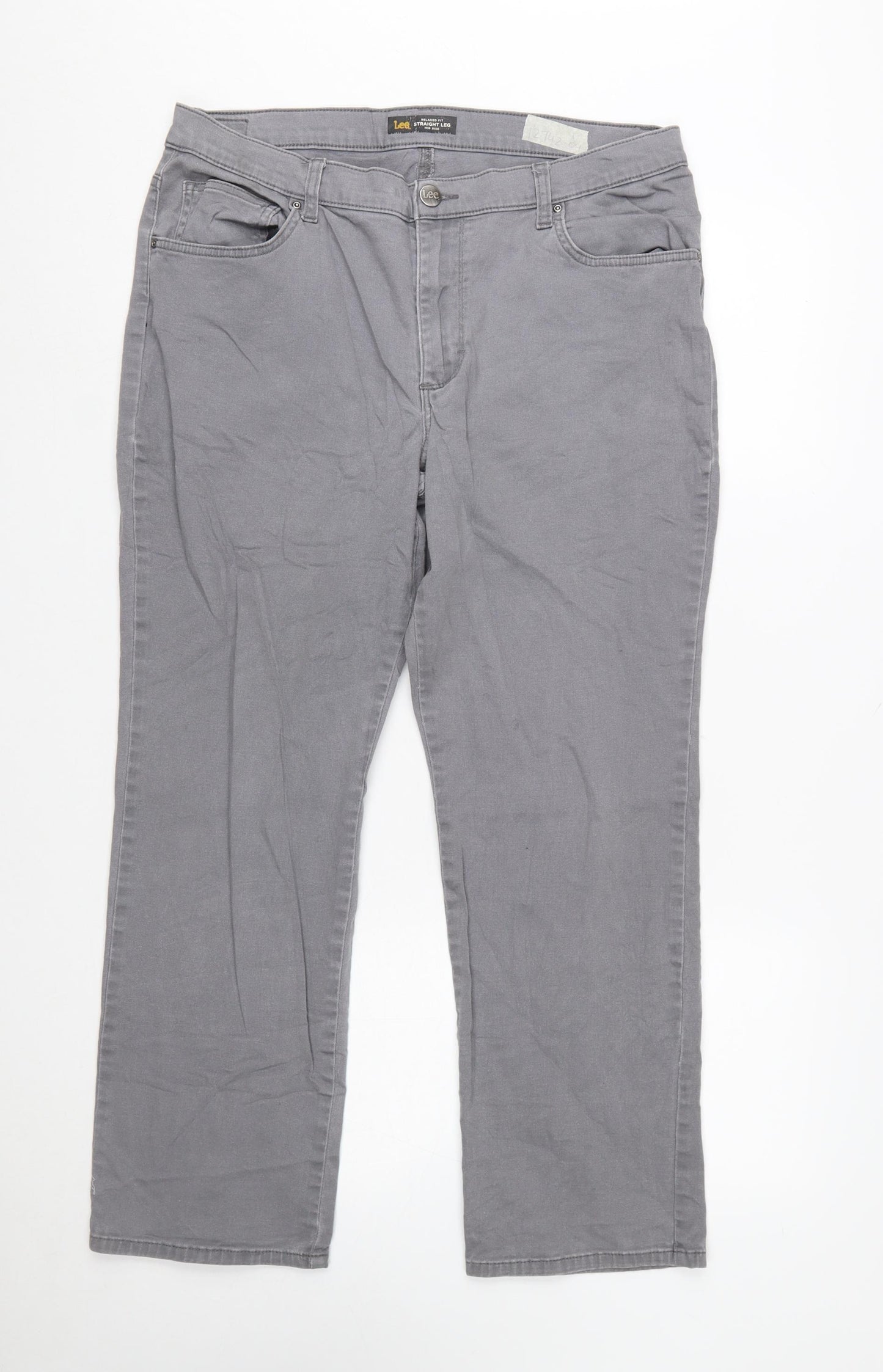 Lee Women's Grey Straight Leg Mid Rise Relaxed Fit Jeans Size 16