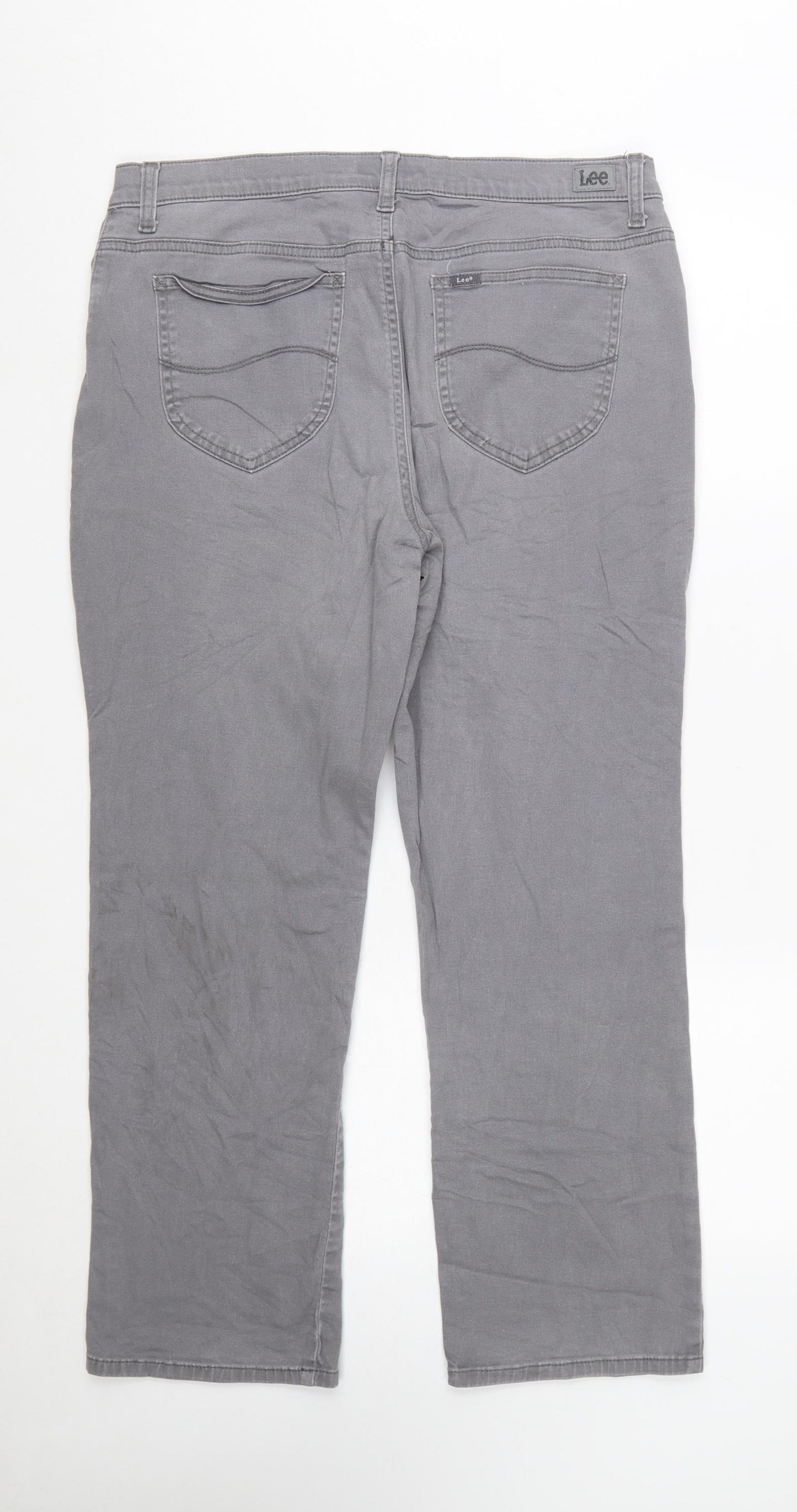 Lee Women's Grey Straight Leg Mid Rise Relaxed Fit Jeans Size 16