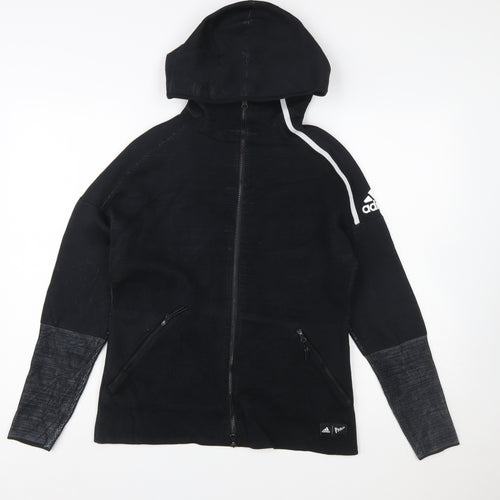 Adidas Women’s Black Full Zip Hoodie S 8-10 Parley Recycled Fabric