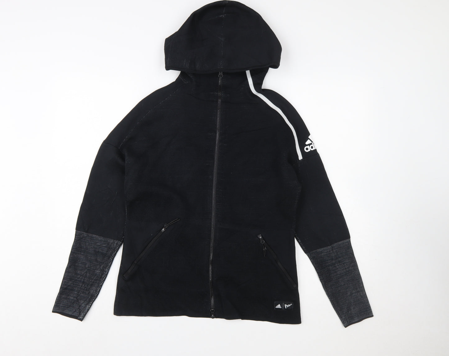 Adidas Women’s Black Full Zip Hoodie S 8-10 Parley Recycled Fabric