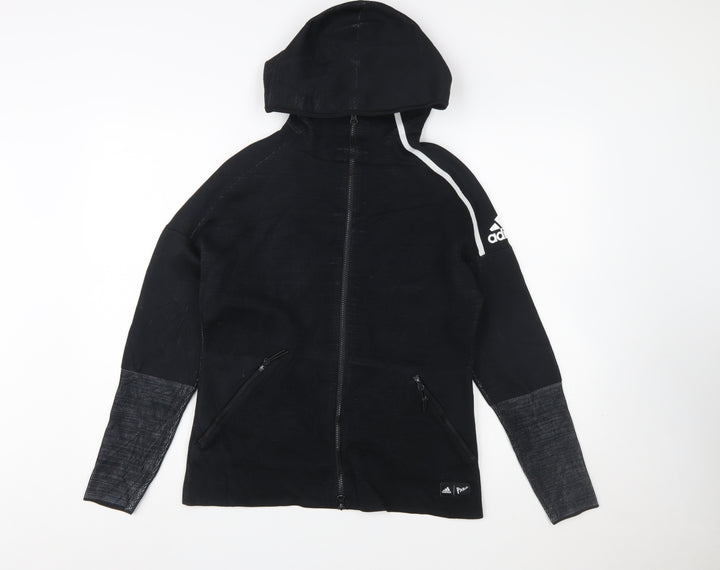 Adidas Women’s Black Full Zip Hoodie S 8-10 Parley Recycled Fabric